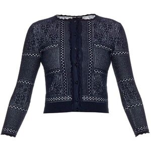 Navy Blue Lace Knit Women's Sweater